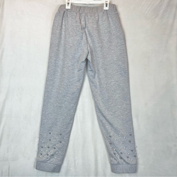 Vocal Heather Grey Joggers Sweatpants Pearl Ankle Cozy Dressy Stretchy Small - Picture 5 of 15